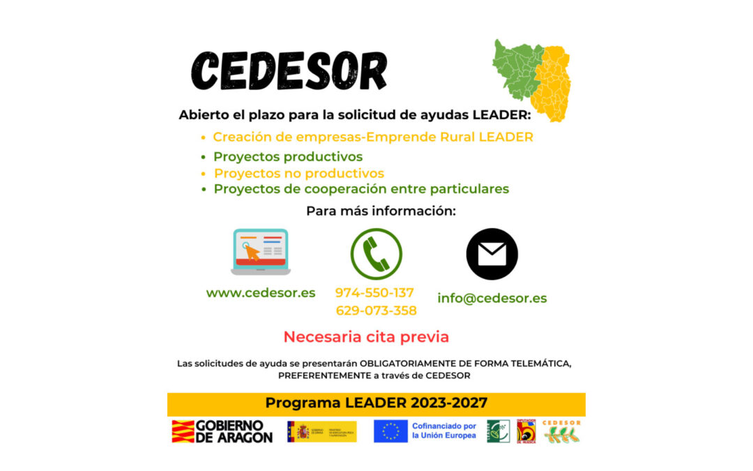 El Centro para el Desarrollo de Sobrarbe y Ribagorza (CEDESOR) pone en marcha el nuevo Programa LEADER 2023-2027, con la apertura del plazo de solicitud de ayudas para emprendedores, PYMES, y entidades públicas o sin ánimo de lucro.